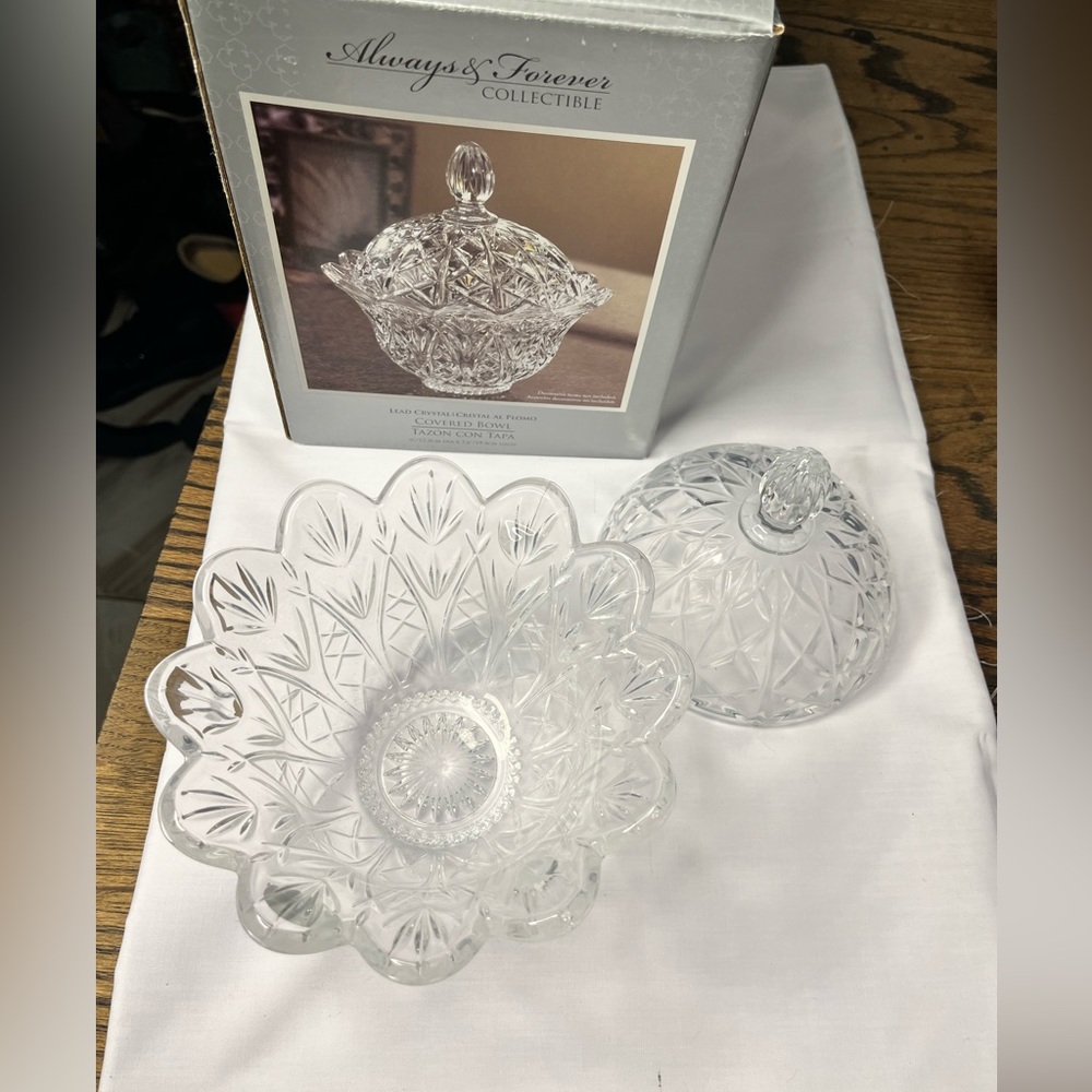 Always and Forever Lead Crystal Covered Dish!  Beautiful and Functional too!!!